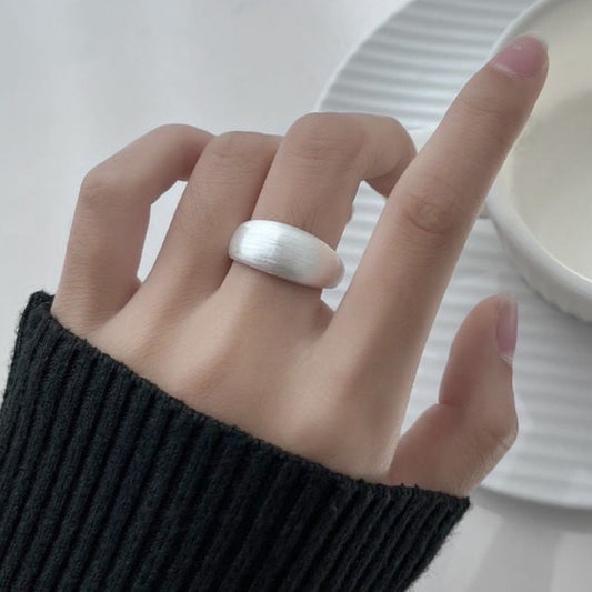 S925 Sterling Silver Minimalist Matte Brushed Ring for Women, Fashionable and Unique Index Finger Ring, Niche Design Silver Jewelry