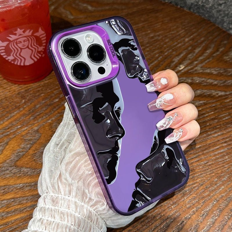 Art sculpture color contrast cell phone case, for iPhone 15,14,13,12