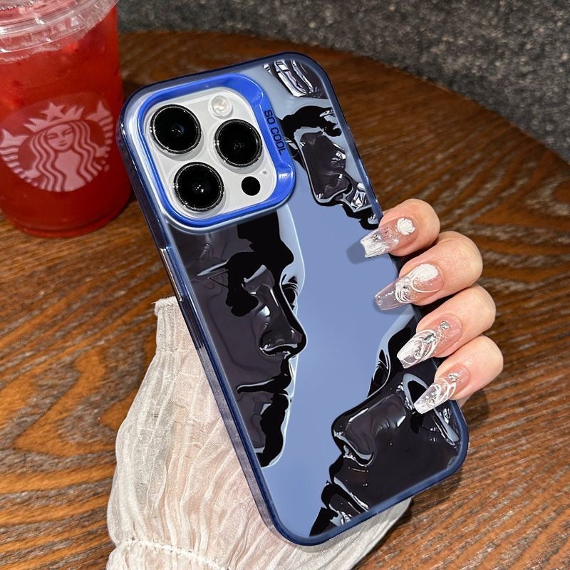 Art sculpture color contrast cell phone case, for iPhone 15,14,13,12