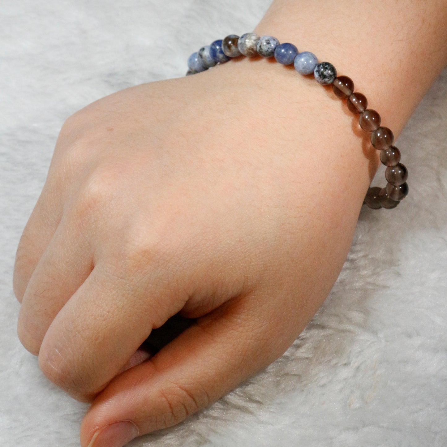 Blue Vein Stone and Citrine Bracelet